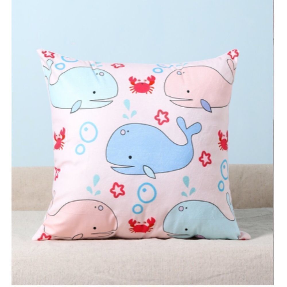 Colorful Whale 🐳 and Crab Pillow Cover